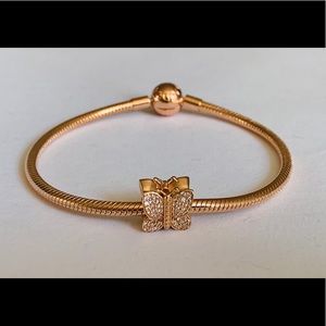 Pandora Rose Gold Snake Bracelet & 1 BFLY Charm